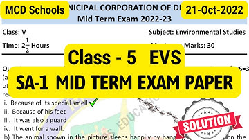 Class 5 EVS sa1 paper || Mid Term Exam || SA-1 Exam Paper with Solution