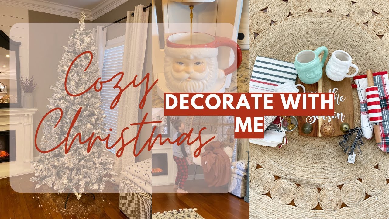 COZY CHRISTMAS DECORATE WITH ME | Thrifted Coffee Corner Decor | New Flocked Christmas Tree