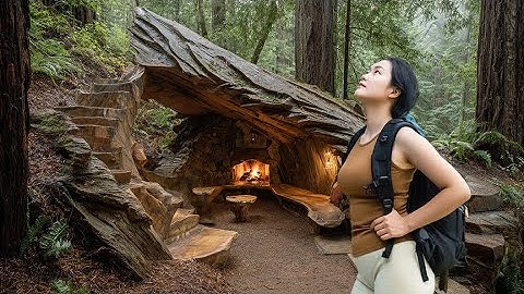 Hidden Home: Building A Secret Shelter Inside A Giant Tree | 100 Days Treehouse Build