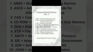 Computer Related Full Forms (Part-5) #viral #youtubeshorts #learning #study #subscribers