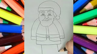 رسم سهل /تعلم رسم بابا نويل وتلوينه خطوة بخطوة