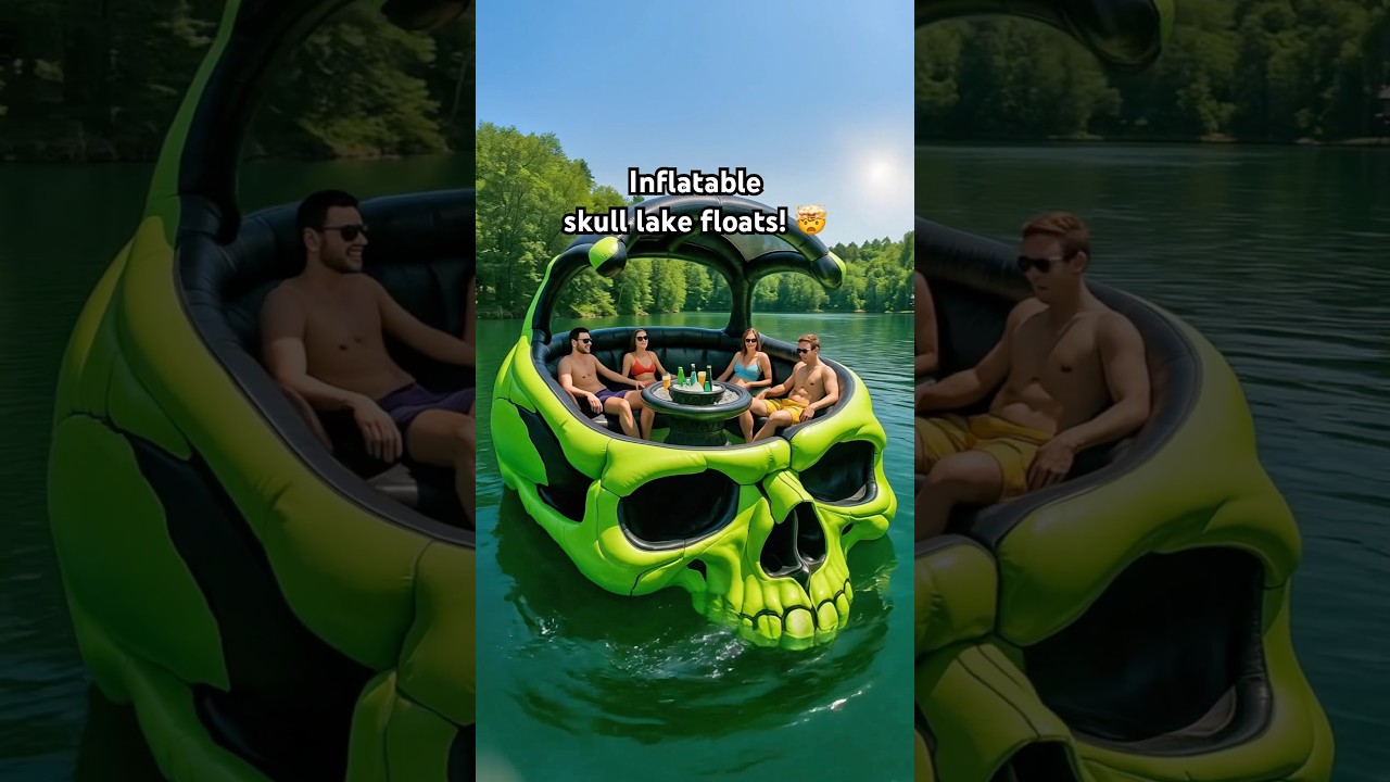 I'm gonna need one of these giant inflatable skull lake floats immediately! 🤯💀