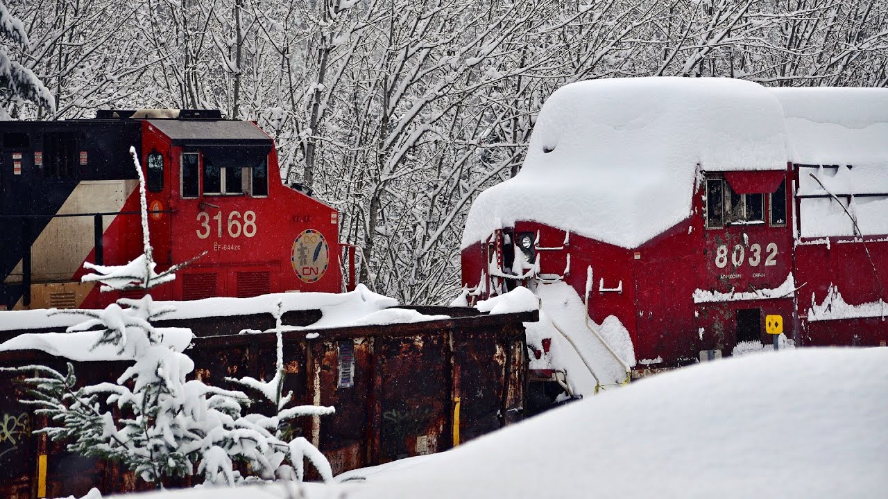 Trains in Deep Snow with Risk of Avalanche, Featuring CREX leader, Derailment unit, and CN/CP Action