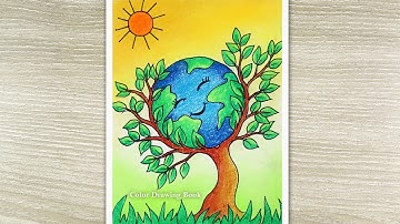 How to draw Save Environment Poster, Save Tree Save Earth Drawing