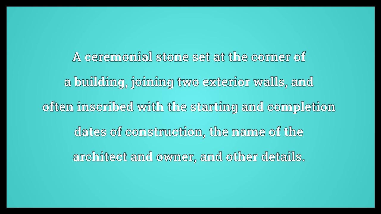 Cornerstone Meaning YouTube