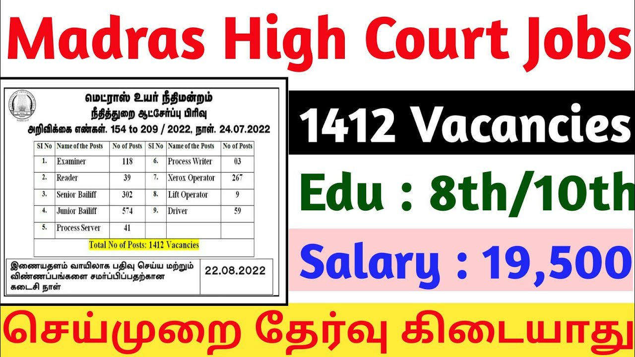mhc recruitment 2022| madras high court recruitment 2022 | mhc recruitment notification 2022 | clerk