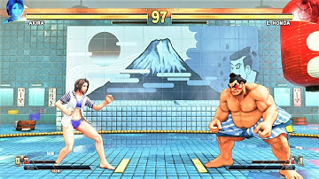 Akira Rival School vs E. Honda (Hardest AI) - Street Fighter V
