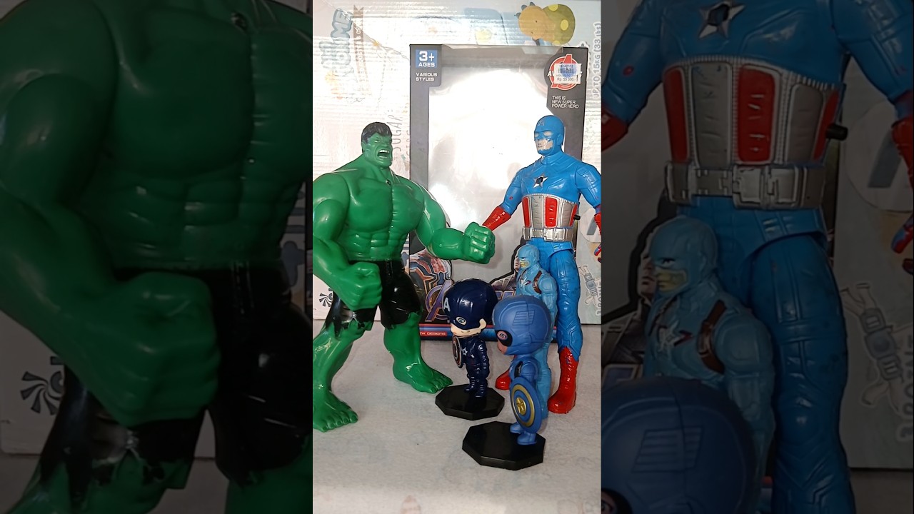 Superhero Hulk Vs Captain America "gang up" marvel-toys 