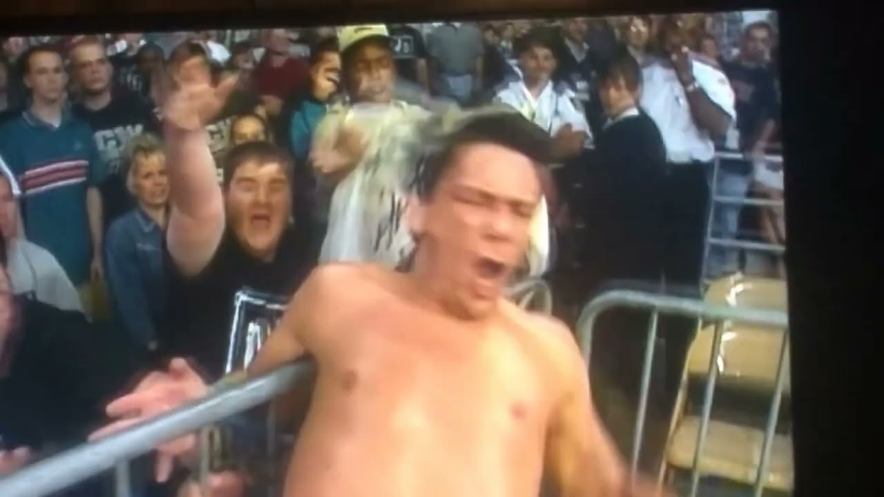 Another Really Good Clothesline from Miss Jackie to Doc Dean On the Outside of Ring - Jacqueline