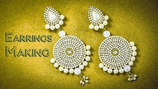 How To Make Fashion Earring Using Pearls And Stone Chain