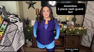 JASAMBAC 3 Piece Rash Guard for Women, Long Sleeve Swimsuits Bathing Suit 2026, UPF 50+ Swim Shirt w