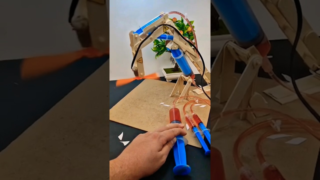 Fan Powered Hydraulic Arm ⚡ Amazing DC Motor Experiment! 