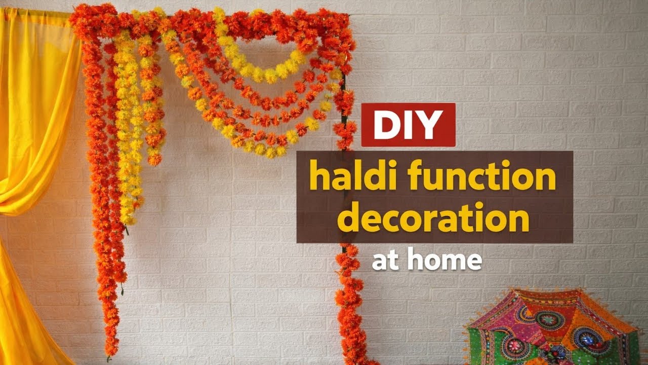 DIY haldi function background decoration at home 