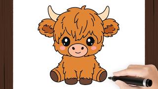 How To Draw a HIGHLAND COW KAWAII