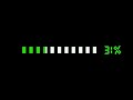 Green loading bar at 100 percent on black background