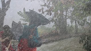 SUPER CRAZY RAIN! A VILLAGE PARADISE DESTROYED BY ASIA'S BIGGEST RAIN STORM AND WIND STORM! 😴