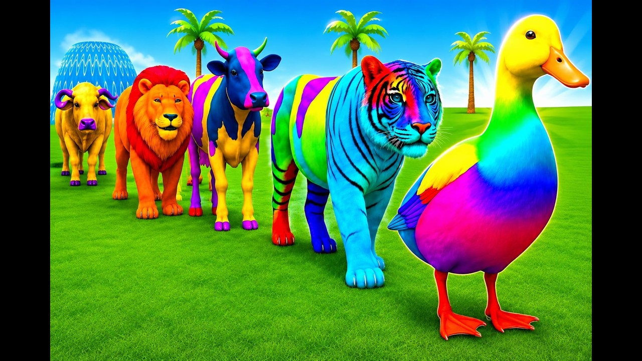 3D Animal Fun Time 😂 | Long Slide Game with Cow Elephant Gorilla - YouTube