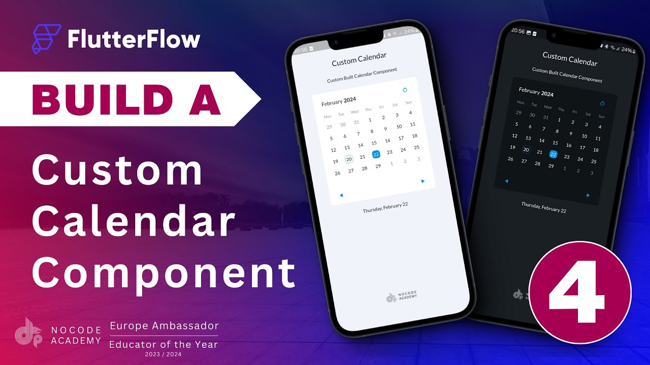 #FlutterFlow - Build a fully Custom Calendar Component - Part 4 - Full Walkthrough