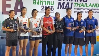 ช่วงรับรางวัลรายบุคคล วอลเลย์บอลหญิง ซีวีลีก 2023 หลังไทยชนะเวียดนาม คว้าแชมป์ ที่สนามเชียงใหม่