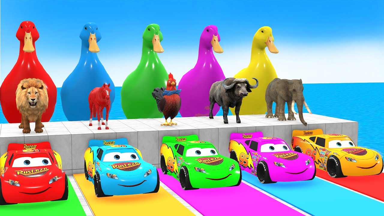 Silly 3D Animals on Giant Slide 😂 | Animal Game