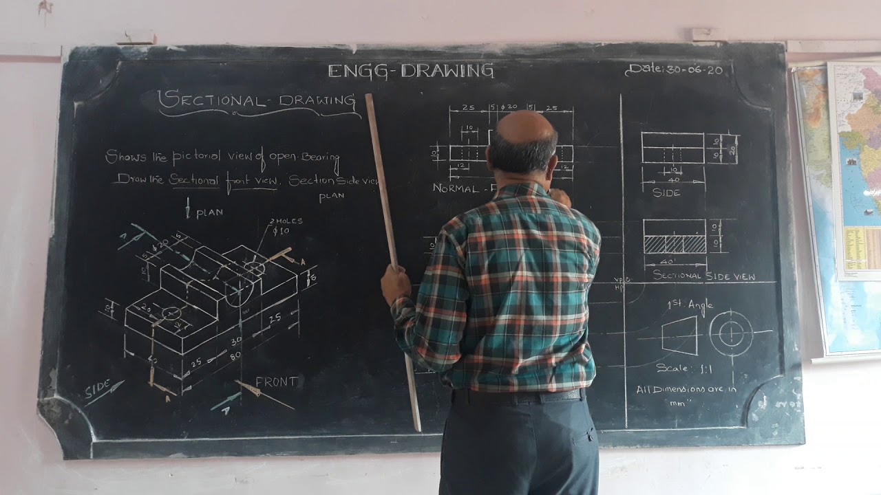 Sectional drawing :Draw the sectional front view ,sectional side view ...