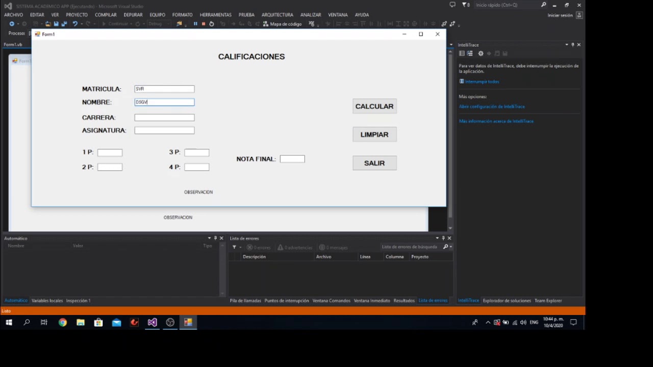 SISTEMA ACADÉMICO EN VISUAL STUDIO - YouTube