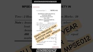 IGNOU PREVIOUS YEAR QUESTION PAPER, MPSE-012 JUNE 2025 / JKBOSESTUDYPOINT 🇮🇳