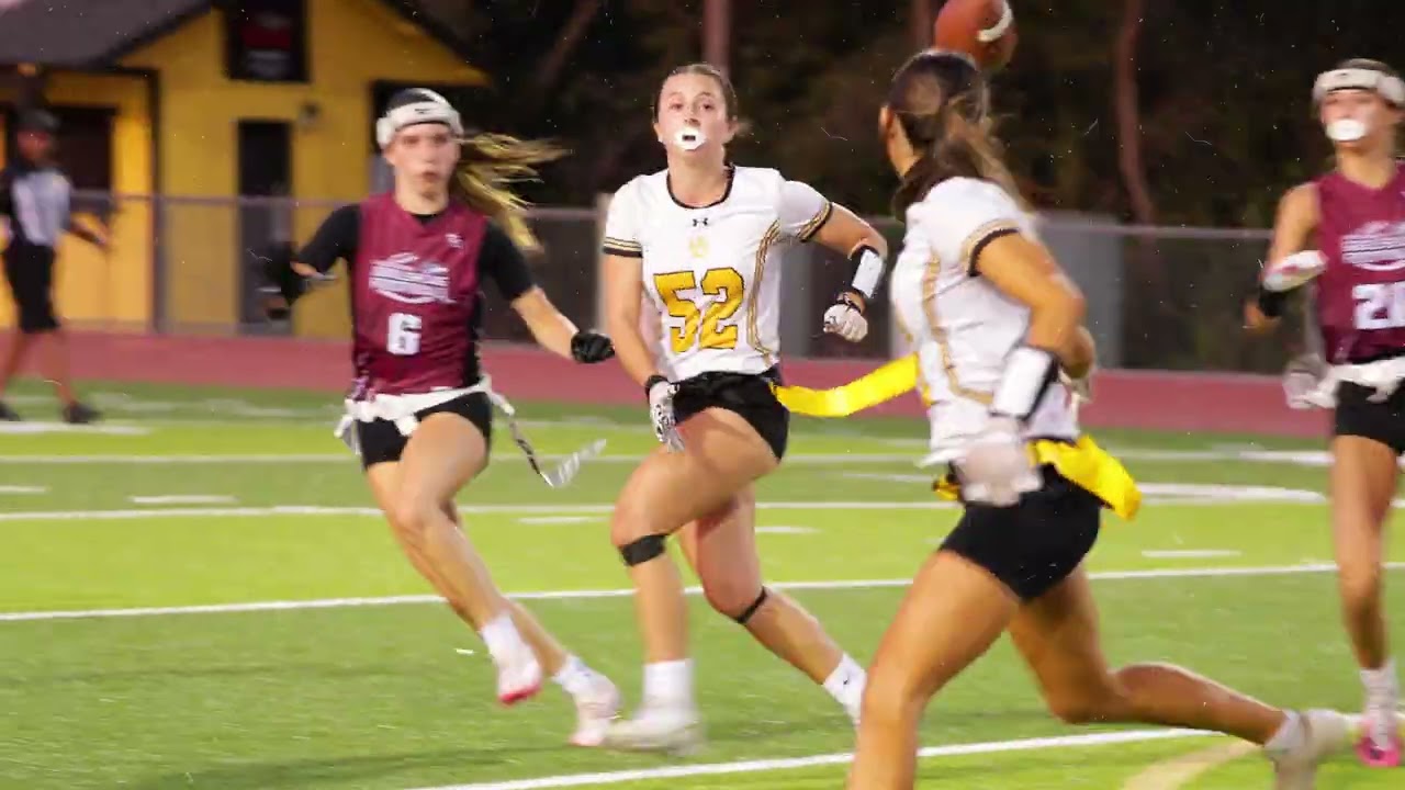 Video preview image of Girls playing flag football at Del Oro.; click to visit the ParentSquare post with the video