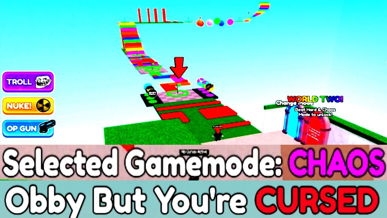 Roblox OBBY BUT YOURE CURSED Walkthrough [World 1] [Chaos Mode] [English]  👻
