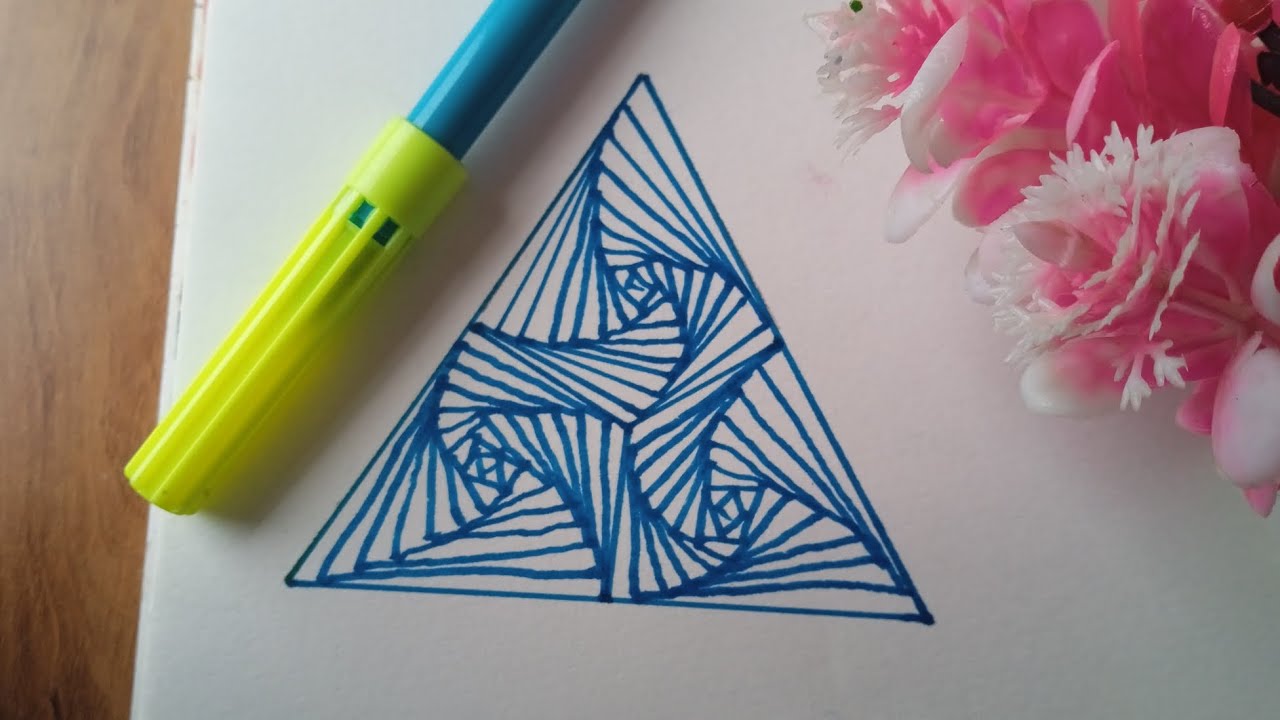 Triangle spiral Triangle by blue sketch pen 