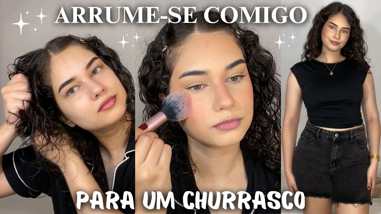 Arrume-se comigo para um churrasco 🤍 day after, skincare, maquiagem & look