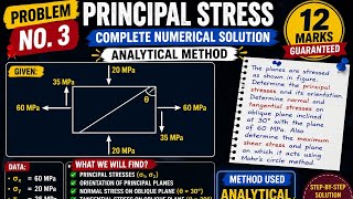 Problem No. 3 | Principal Stress Using Analytical Method | SOM Numerical | SPPU UNIVERSITY | PYQ