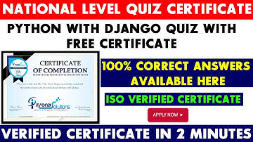 National Level Quiz Certificate in 2 minutes | Python with Django Quiz | Free Certificate