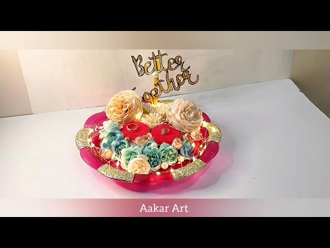 DIY Engagement Ring Platter | Engagement Ring Tray Decoration Ideas |  Engagement Thali - YouTube