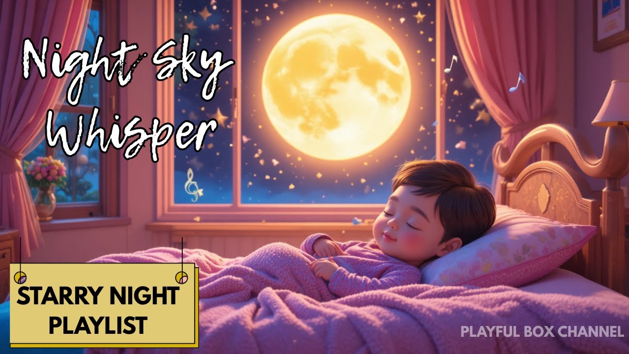 Night Sky Whisper Lullaby Sleep Music with Stars & Moon Bedtime Song for Babies 