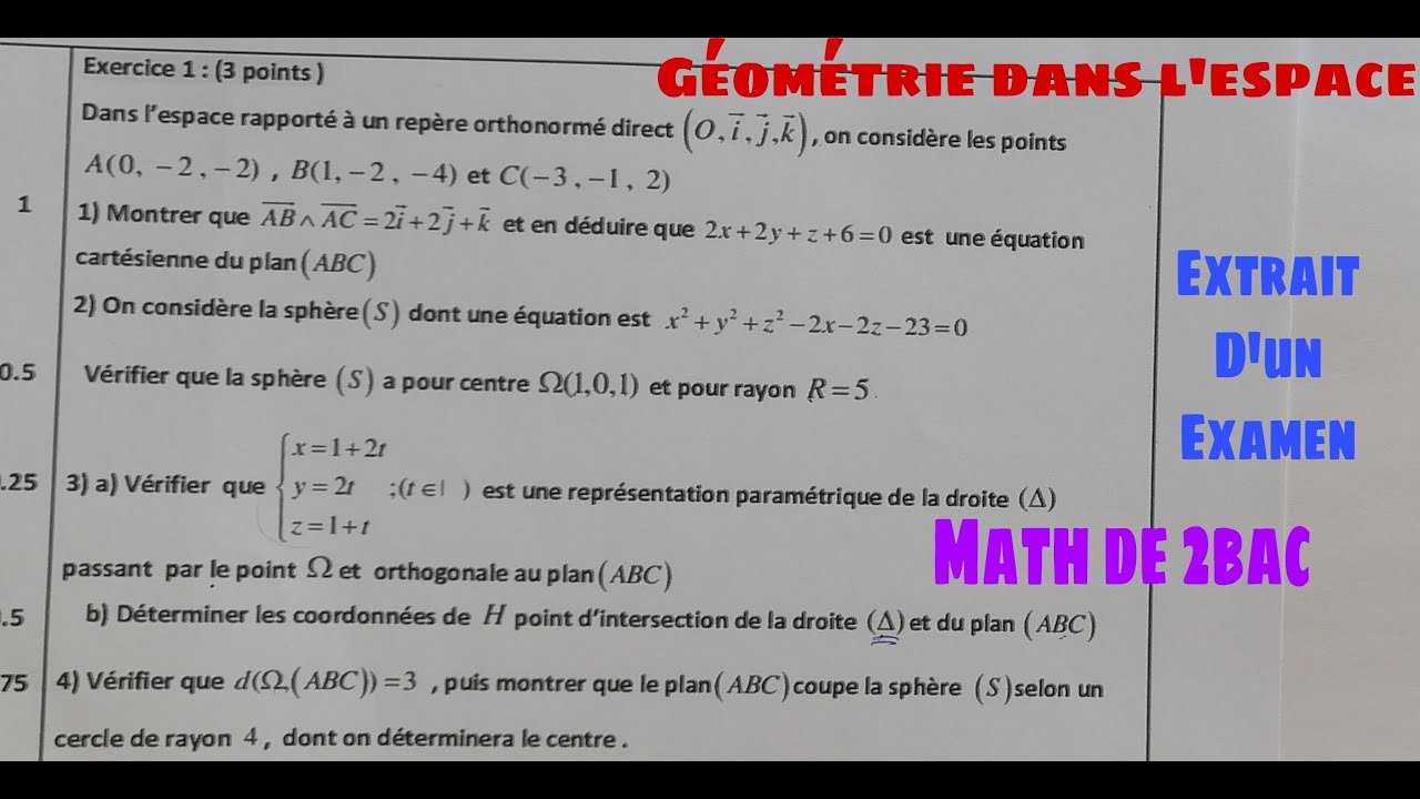 geometrie dans lespace..........math de 2 bac