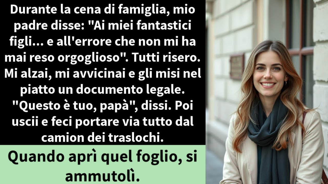 Durante la cena di famiglia, mio padre disse   Ai miei fantastici figli    e all'errore che non mi