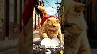 pobre gato todo sus platos se quebro. #gato #gatocurioso
