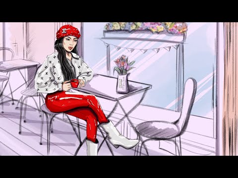 How to draw summer girl in cafe рисуем летние идеи с Кристиной Санько