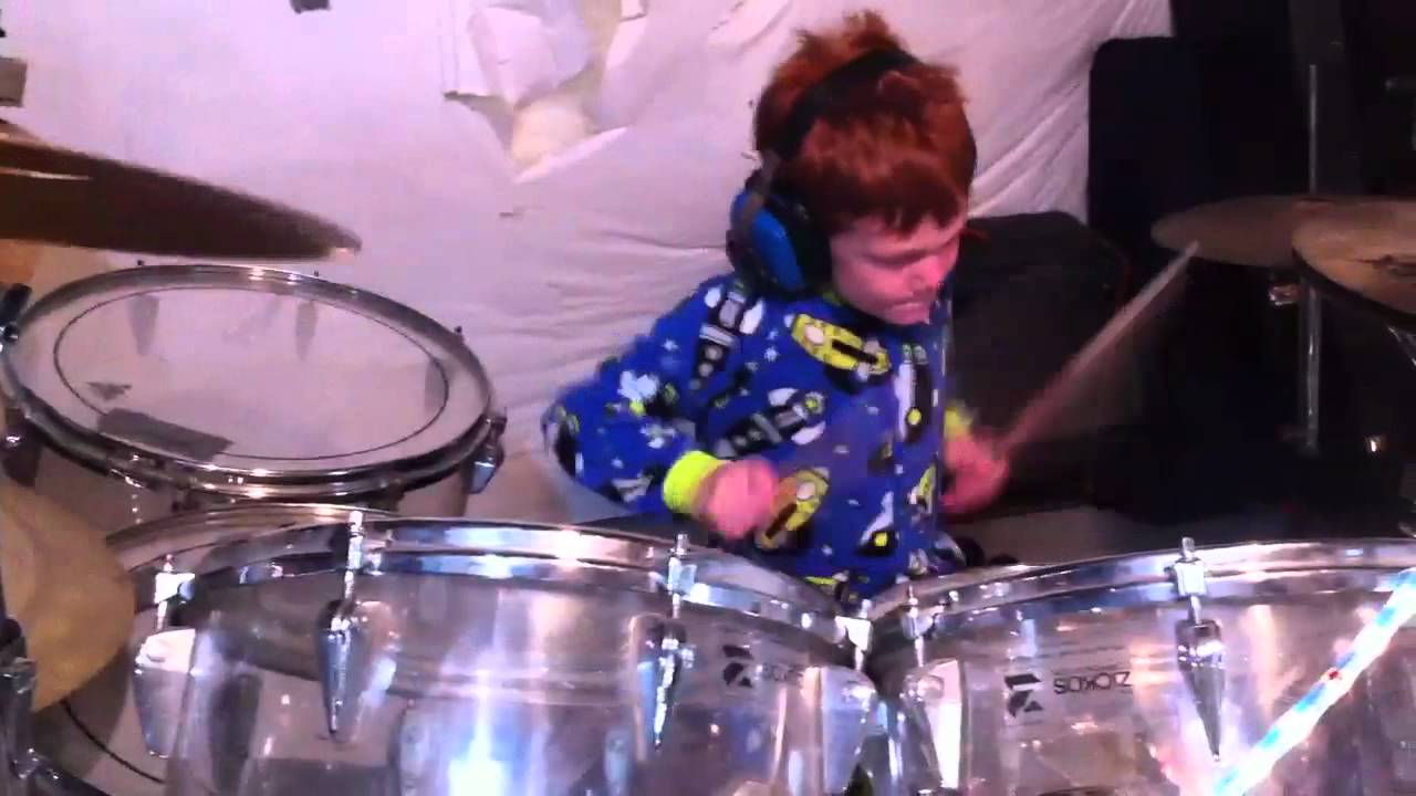 5 year old double bass drum solo YouTube