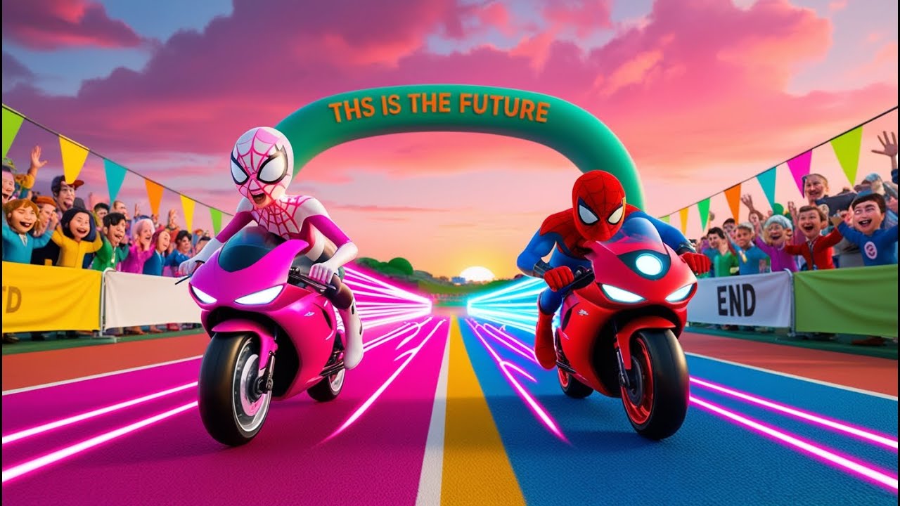 Spider-Man vs Spider-Gwen! Epic Motorcycle Race Begins! 🏍️💥| Marvel's Spidey and His Amazing Friends