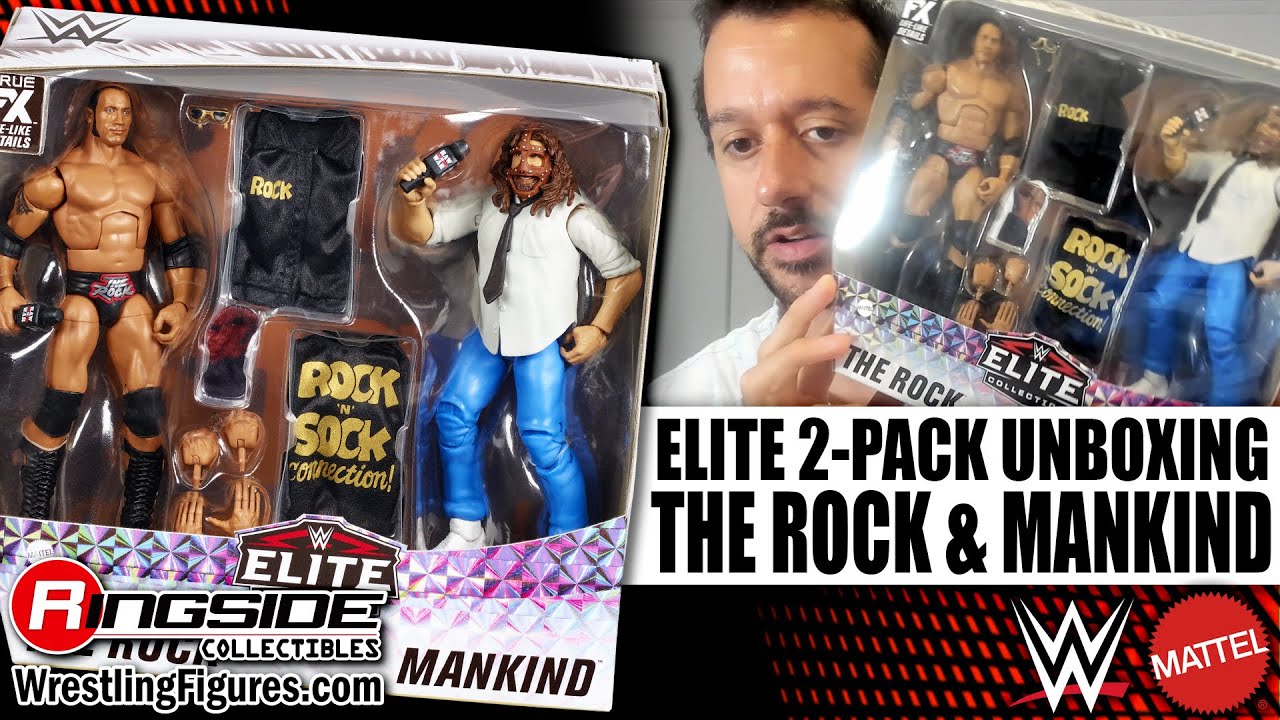 Ringside Collectibles Unboxing: Mattel WWE The Rock & Mankind Elite 2-Pack Wrestling Figures