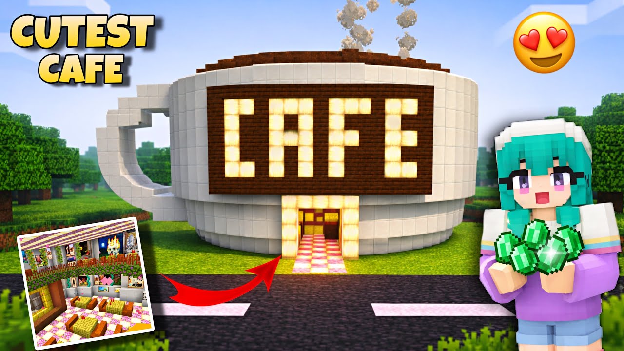 I MADE A CUTEST CAFE INSIDE A CUP IN MINECRAFT || MINECRAFT CREATIVE ...