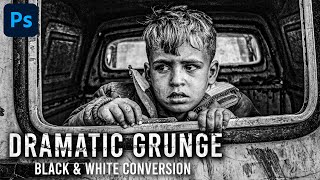 Dramatic Black & White Conversion in Photoshop CC | Grunge Effect Tutorial