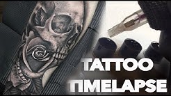 TATTOO TIMELAPSE | SKULL AND ROSE | CHRISSY LEE 