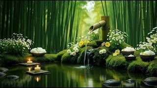 Bamboo Water Fountain + Relaxing Music Sleep 🌿 Relieves Stress, Deep Healing Music, Calm Your Mind