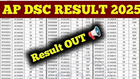 AP DSC Result 2025 Cut Off Marks, Merit List Pdf Download /AP DSC 2025 latest news today