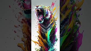 Tiger 🐅🔥 | Colorful tiger Collab in the style | Midjourney Ai Animation. #midjourneyart #aiart #3d