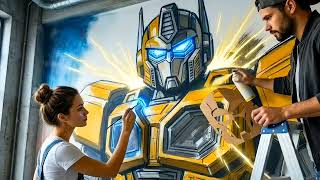 Blank Wall → Insane Transformer Mural! Watch These Artists Paint a Giant Robot | Full Process