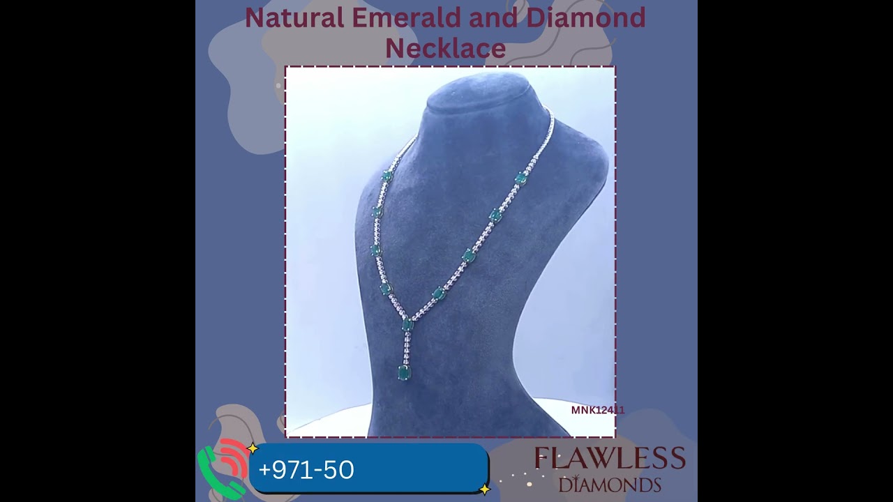 Natural Emerald and Diamond Necklace by Flawless Diamonds
